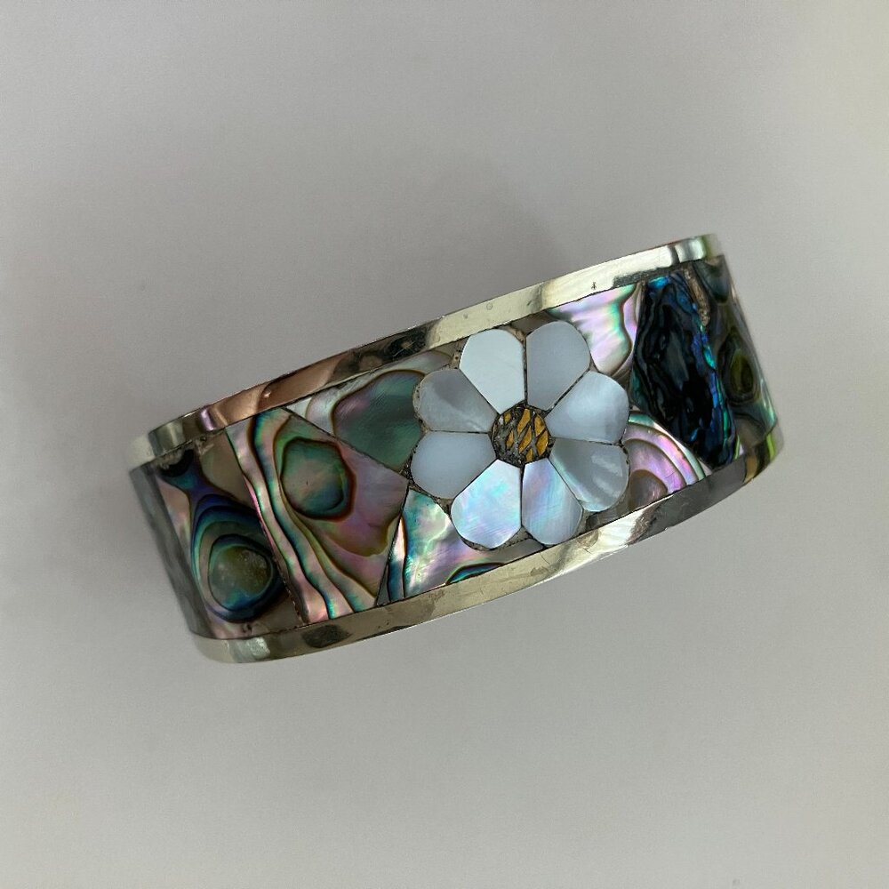 Vintage Abalone Silver plated bracelet Mexico